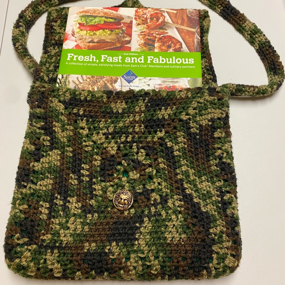 Handmade camouflage crochet bag NWOT